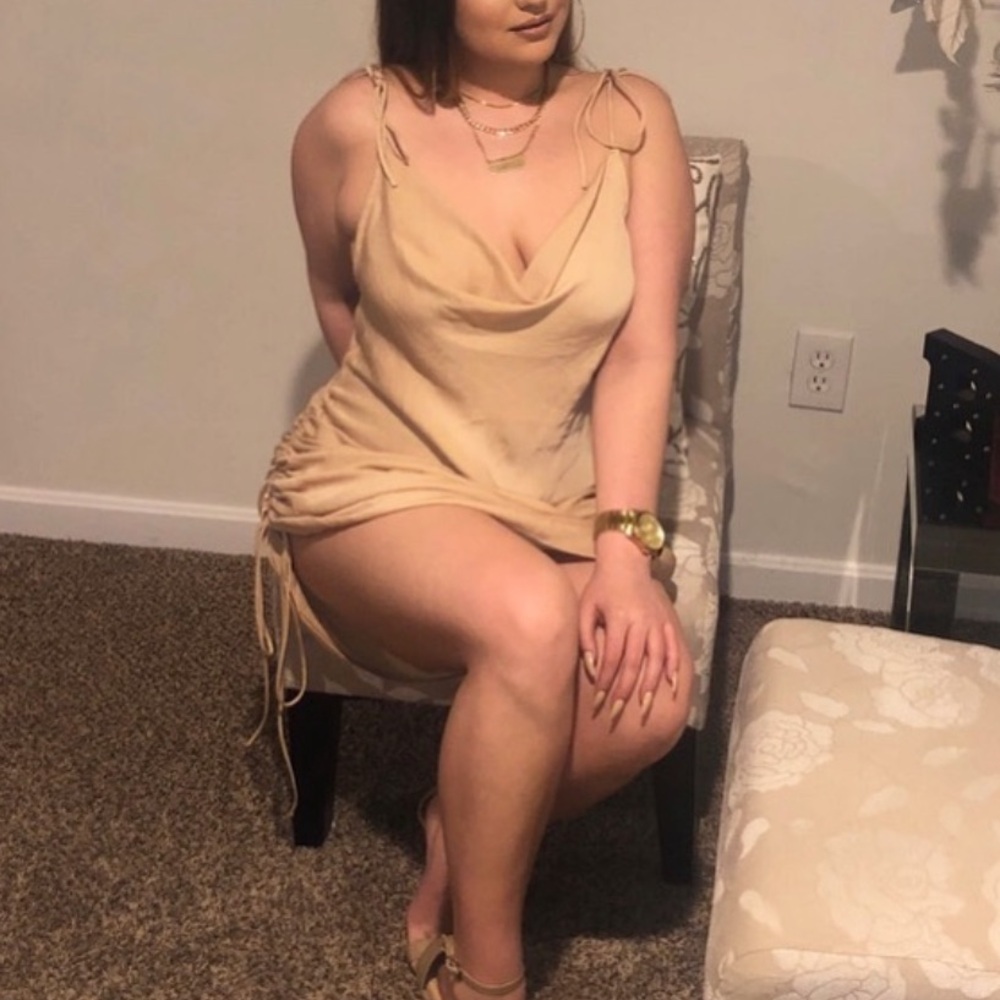 Cream Lace Up Adjustable Dress